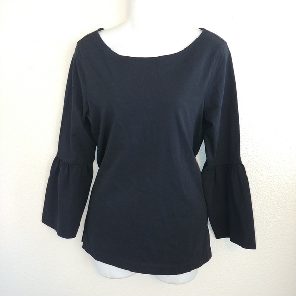 J crew factory bell sleeve t shirt black - Picture 2 of 8